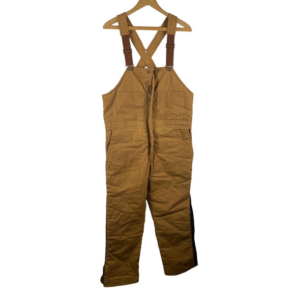 Walls Zero Zone Brown Canvas Insulated Bibs Overalls Coveralls Workwear Medium